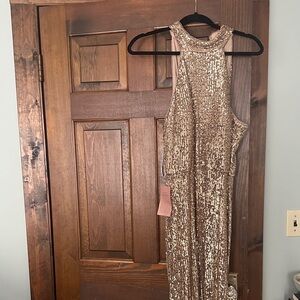 BHLDN Gold Sequin Sleeveless Dress